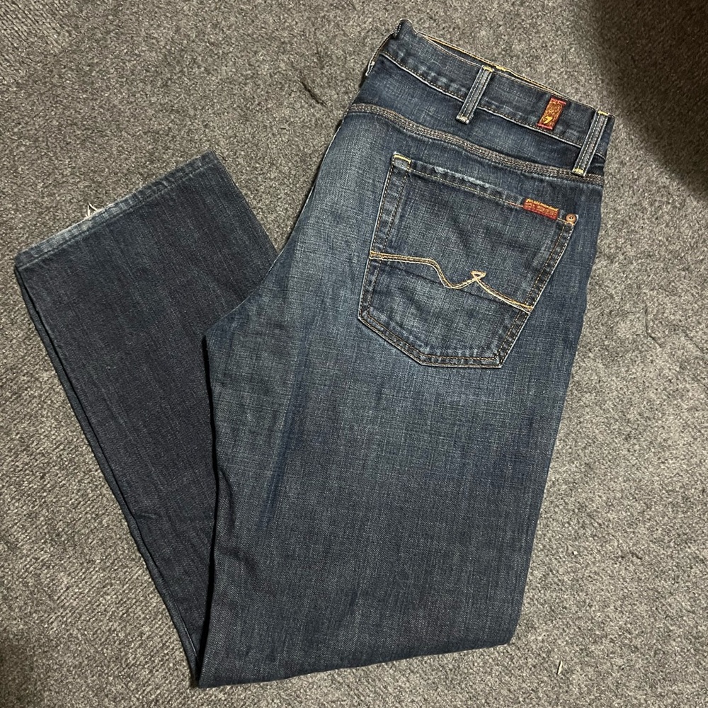 7 For All Mankind Dark Blue Straight Jeans